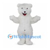 Polar Bear Mascot Costume with Shaggy White Fur and Smiling Mouth