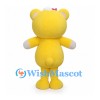 Yellow Bear Character Mascot Costume with Pink Bows and White Face