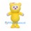 Yellow Bear Character Mascot Costume with Pink Bows and White Face