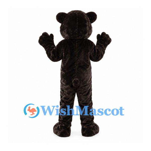 Black Bear Mascot Costume with Cream Muzzle and Bared Teeth