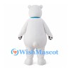 Polar Bear Mascot Costume with Teal Neck Tie and Round Belly