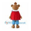 Bear King Mascot Costume with Red Cape and Gold Crown