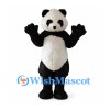 Panda Mascot Costume with Cream Belly and Shaggy Black Limbs