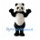 Panda Mascot Costume with Cream Belly and Shaggy Black Limbs