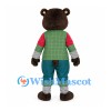 Bear Mascot Costume with Green Checkered Coat and Teal Pants