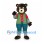 Bear Mascot Costume with Green Checkered Coat and Teal Pants