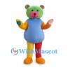 Multicolor Bear Mascot Costume with Green Head and Blue Belly