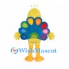 Peacock Mascot Costume in Yellow with Colorful Fan Tail