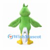 Green Bird Mascot Costume with White Belly and Long Tail