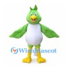 Green Bird Mascot Costume with White Belly and Long Tail