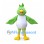 Green Bird Mascot Costume with White Belly and Long Tail