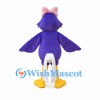 Purple Bird Mascot Costume with Pink Bow and White Belly