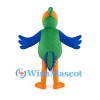 Parrot Mascot Costume with Green Body Blue Wings and Orange Legs