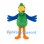 Parrot Mascot Costume with Green Body Blue Wings and Orange Legs