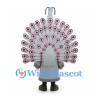 Peacock Mascot Costume in Gray with Large Patterned Fan Tail