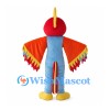 Exotic Bird Mascot Costume with Red Head and Multicolor Wings