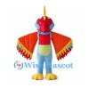 Exotic Bird Mascot Costume with Red Head and Multicolor Wings