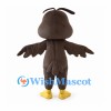 Brown Bird Mascot Costume with Yellow Beak and White Belly