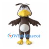 Brown Bird Mascot Costume with Yellow Beak and White Belly
