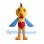 Rooster Mascot Costume with Yellow Head and Light Blue Wings