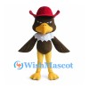 Eagle Cowboy Mascot Costume in Brown with Burgundy Hat