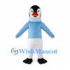 Penguin Mascot Costume with Light Blue Shirt and White Legs