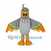 Quail Mascot Costume in Gray with Orange Wing Tips and Head Plume
