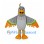 Quail Mascot Costume in Gray with Orange Wing Tips and Head Plume
