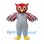 Owl Mascot Costume in Red and Gray with Layered Wing Feathers
