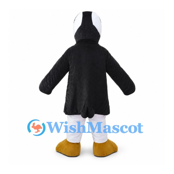 Puffin Mascot Costume in Black and White with Orange Beak