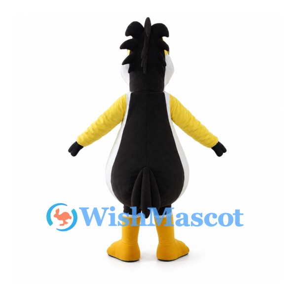 Toucan Mascot Costume with Large Black Beak and Yellow Wings