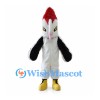 Woodpecker Mascot Costume in Black and White with Red Crest