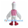 Goose Mascot Costume in White with Pink Waistcoat and Bow Tie