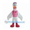 Goose Mascot Costume in White with Pink Waistcoat and Bow Tie