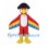 Pirate Parrot Mascot Costume in Red with Black Hat and Rainbow Wings