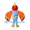 Parrot Mascot Costume with Red Head Blue Body and Orange Wings