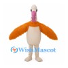 Ostrich Mascot Costume with Cream Neck and Orange Shaggy Wings
