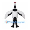 Crane Mascot Costume in Black and White with Red Crown