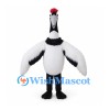 Crane Mascot Costume in Black and White with Red Crown