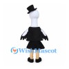 Bird Gentleman Mascot Costume with Black Top Hat and Waistcoat