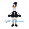 Bird Gentleman Mascot Costume with Black Top Hat and Waistcoat