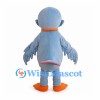 Bird Mascot Costume in Light Blue with Pink Belly and Orange Beak