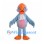 Bird Mascot Costume in Light Blue with Pink Belly and Orange Beak