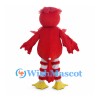Red Bird Mascot Costume with Yellow Belly and Striped Legs