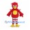 Red Bird Mascot Costume with Yellow Belly and Striped Legs