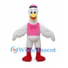 Goose Mascot Costume with Pink Hat Waistcoat and Red Boots