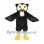 Black Owl Mascot Costume with Yellow Eyes and White Throat Patch