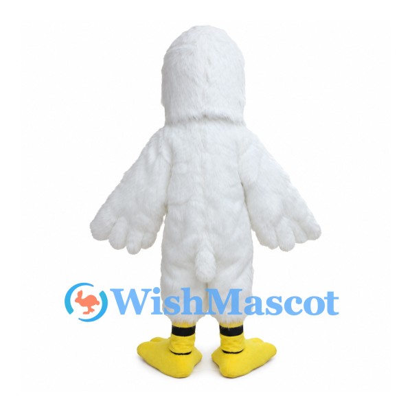 White Duck Mascot Costume with Large Yellow Bill and Webbed Feet