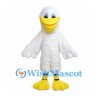 White Duck Mascot Costume with Large Yellow Bill and Webbed Feet