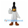 Crested Bird Mascot Costume in Black and White with Tall Head Plume